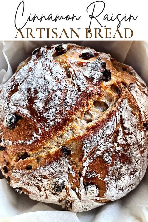 No Knead Artisan Bread, Artesian Bread, Easy Bread Recipe, Dutch Oven Bread, Cinnamon Raisin Bread, Artisan Bread Recipes, Raisin Bread, Dutch Oven Recipes, Cinnamon Raisin