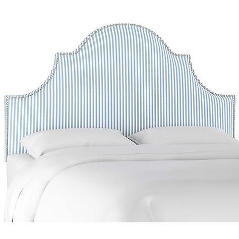 Furniture | One Kings Lane Support Aesthetic, Blue Headboard, Arched Headboard, Striped Bedding, Twin Headboard, Fabric Headboard, Standard Bed, Page One, Bed Back