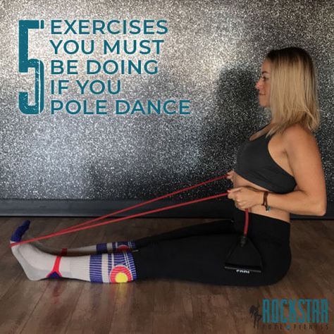 These 5 exercises are geared to strengthen the under-developed muscles and imbalances that may result from pole dancing. These will help you gain the strength and mobility you need. Best Exercises For Pole Dancing, Stretches For Pole Dancing, Exercises For Pole Dancing, Pole Dance Strength Training, Pole Dance Stretches, Strength Training For Pole Dancing, Pole Workout Exercises, Pole Dance Training, Conditioning For Pole Dancing