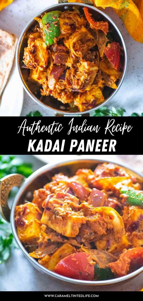 Kadai Paneer is a hearty paneer dish made with cubes of paneer cooked with crunchy bell peppers, onions, in a richly spiced tomato and onion sauce. Can be served as an entree and pairs well with Naan or Basmati rice. Kadai Paneer Recipe, Paneer Dish, Kadai Paneer, Paneer Pizza, Instant Pot Vegetarian, Authentic Indian Recipes, Paneer Dishes, Indian Recipes Authentic, Vegan Indian Recipes