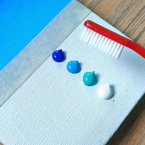 Seascape Painting With Toothbrush | toothbrush | Seascape Painting With Toothbrush | By Noman's Drawing Painting With Toothbrush, Toothbrush Painting, Seascape Paintings Acrylic, Beachy Paintings, Easy Paintings For Beginners, Sea Pictures, Acrylic Painting Diy, Easy Canvas Art, Sand Painting