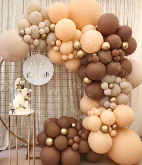 Brown Balloon Garland, Brown Baby Shower Ideas, Bear Baby Shower Theme, Baby Shower Deco, Anniversary Party Decorations, Birthday Ideas For Her, Garland Arch, Retro Coffee, Gold Baby Showers