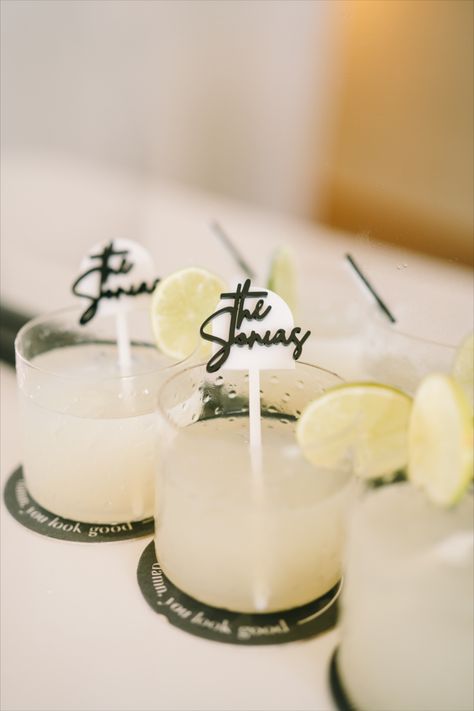 Wedding Drink Details, Custom Wedding Drinks, Custom Drink Stirrers, Beach Cocktail Wedding, Mimosa Cart, Drink Toppers Wedding, Wedding Stirrers, Drink Stirrers Wedding, Bride 2024