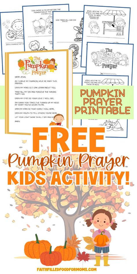 Grab this adorable Free Printable Pumpkin Prayer Activity Bible Lesson and enjoy carving your pumpkin using this Christian Pumpkin Poem with a fun pumpkin Bible lesson. This is a wonderful add on to your Christian Fall Activities! Simply print out before you go to the Pumpkin Patch, then when you come home to carve your pumpkin you can use this pumpkin parable printable. It's so FUN while teaching God's word. Pumpkin Patch Parable Activities, The Pumpkin Prayer, Pumpkin Bible Lessons For Kids, Prayer Activity For Kids, Pumpkin Parable, Fall Sunday School Lessons, Pumpkin Prayer, Christian Pumpkin, Free Bible Study Printables