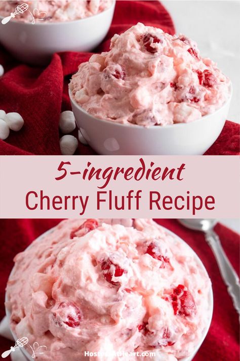 Essen, Cherry Salad Recipes, Marshmallow Salad, Dessert Salad Recipes, Cherry Fluff, Fluff Salad Recipes, Strawberry Fluff, Easy Fruit Salad Recipes, Flavored Waters