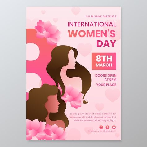 International Womens Day Poster, Women's Day 8 March, Social Media Branding Design, Vector Gradient, Creative Brochure, Free Flyer Templates, Medical Design, Flyer Poster, Vertical Poster