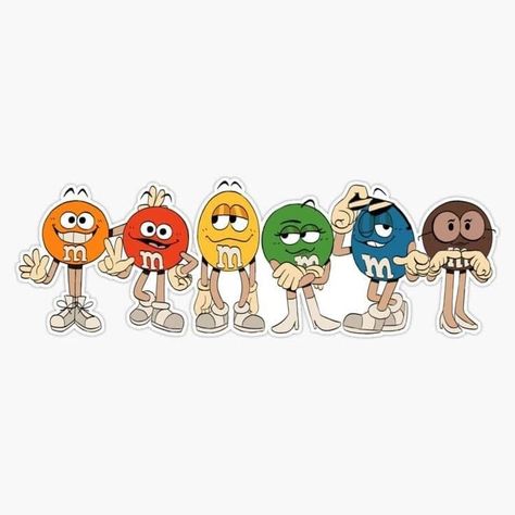 Candy Drawing, M&m Characters, Candy Stickers, 캐릭터 드로잉, Cartoon Character Design, 영감을 주는 캐릭터, Sticker Vinyl, Cultura Pop, Bumper Sticker