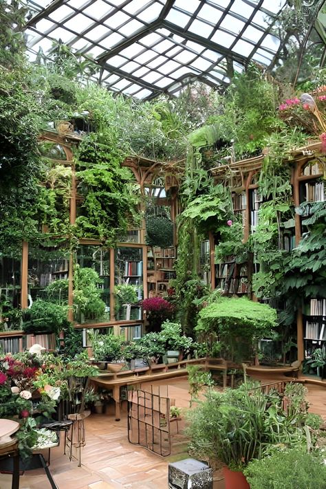 Green House Library, Greenhouse Seating, Easy Bird Feeders, Small Indoor Garden, Green House Cafe, Greenhouse Bar, Modern Bird Feeders, Underground Greenhouse, Greenhouse Cafe