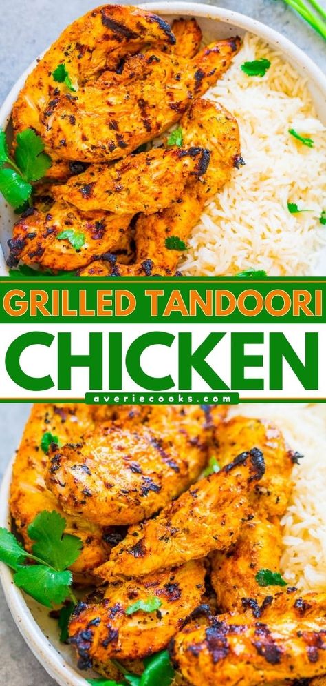 Grilled Tandoori Chicken, Tandoori Chicken Recipe, Tandoori Recipes, Chicken Fresh, Indian Chicken Recipes, Averie Cooks, Doner Kebab, Grilled Chicken Recipes, Indian Dishes