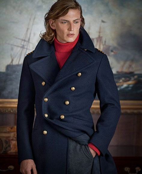 Guy Turtleneck Outfit, Peacoat Aesthetic, Sherlock Coat, Men's Overcoat, Red Overcoat, Jacket Aesthetic, Red Peacoat, Cold Outfit, Navy Peacoat