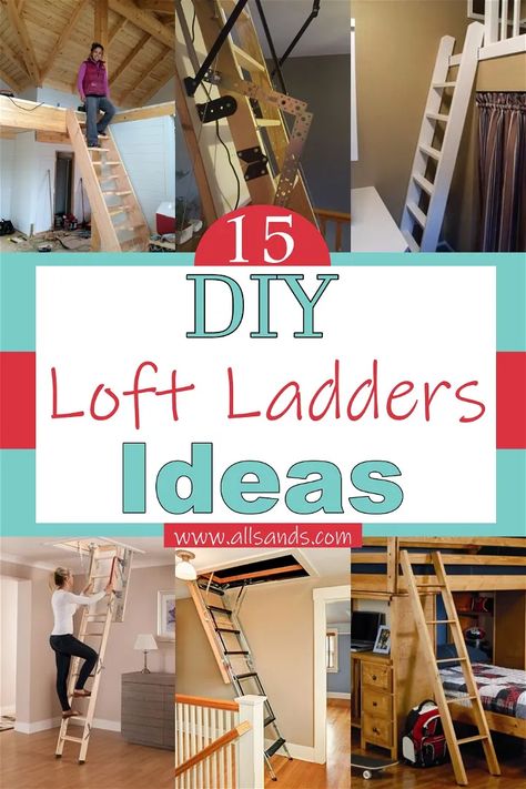 Ladder For Loft Bed, Diy Loft Stairs With Storage, Loft Ladder Kit, Garage Storage Loft Ladder, Hinged Ladder For Loft, Loft Step Ideas, Cabin Space Saving Ideas, Fold Up Loft Ladder, Attic Loft Stairs