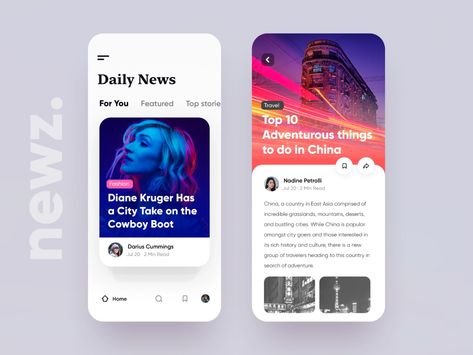 News App Ui Design, Ui Cards Design, Card Ui Design Website, Card News Design, Blog Ui Design, News App Design, Cards Ui Design, Vijay Verma, News App Ui