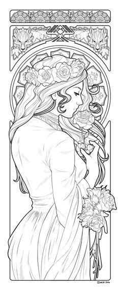 Art Nouveau Drawing, Linework Drawing, Art Nouveau Mucha, Nouveau Tattoo, Alphonse Mucha Art, Mucha Art, Art Nouveau Illustration, Hello Sweetie, Art Nouveau Poster