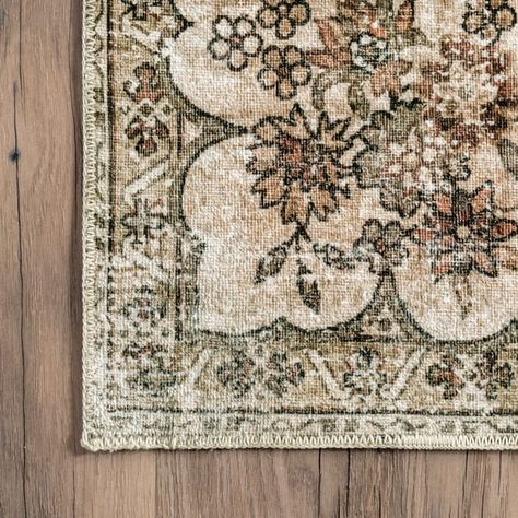 Green And Cream Rug Living Room, Green Washable Rug, Green And Beige Area Rug, Rug With Olive Green Couch, Rugs Farmhouse Style, Antique European Decor, 5x7 Entryway Rug, Couch Pillows For Beige Couch, Cottage Rugs Living Room