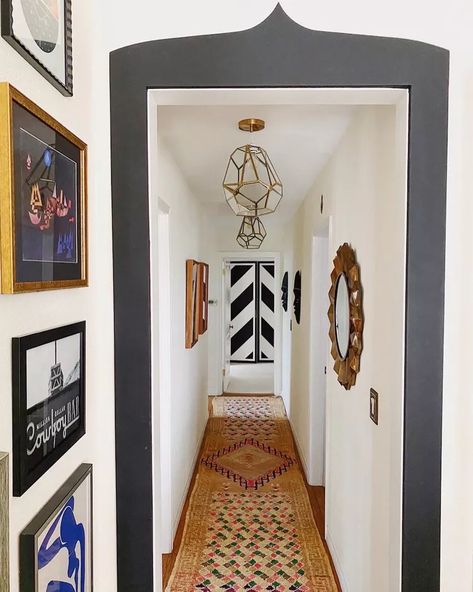 Narrow Hallway Wall Decor, Long Hallway Ideas, Long Hallway Decor, Long Narrow Hallway, Wall Nook, Two Tone Walls, Hallway Makeover, Window Nook, Narrow Hallway Ideas