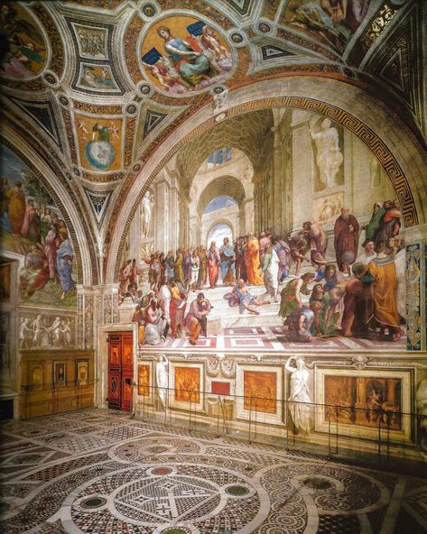 The Room of the Signature at The Vatican, Rome Italy Vatican Art, Raphael Paintings, School Of Athens, Istoria Artei, Vatican Museums, Sistine Chapel, Italian Painters, Art Historian, Caravaggio