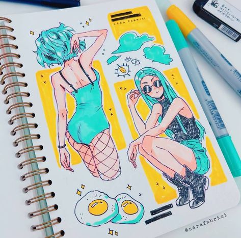 Sketchbook Spreads, Kunstjournal Inspiration, Sketchbook Spread, Sketchbook Layout, Copic Marker Art, Sketchbook Inspo, Sketchbook Art Journal, Arte Sketchbook, Sketchbook Pages