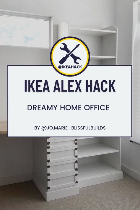 Ikea Alex Drawers Makeover, Ikea Alex Drawers Hack, Alex Desk, Alex Drawers, Office Transformation, Ikea Built In, Ikea Alex Drawers, Alex Drawer, Ikea Alex