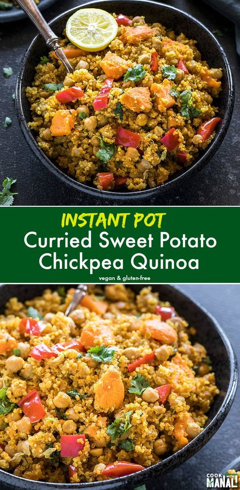 Instantpot Quinoa, Curried Sweet Potato, Chickpea Quinoa, Instant Pot Quinoa, Potato Chickpea, Vegan Instant Pot Recipes, Vegetarian Instant Pot, Quinoa Healthy, Healthy Instant Pot Recipes