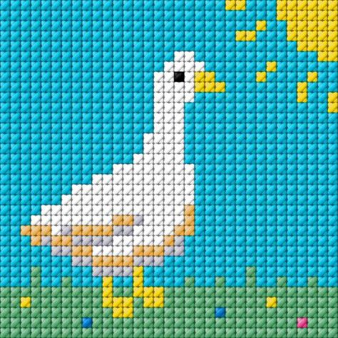 Goose Cross Stitch Pattern Free, Goose Perler Bead Pattern, Goose Cross Stitch, Cross Stitch Calculator, Perler Crafts, Cross Stitch Bird, Crochet Square, Online Pattern, Cross Stitch Patterns Free