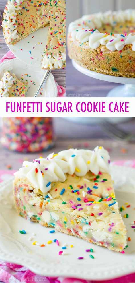 Giant Sugar Cookie, Funfetti Sprinkles, Sugar Cookie Cake Recipe, Sugar Cookie Cake, Valentines Recipes, Oatmeal Raisin Cookies Chewy, Sugar Cookie Cakes, Cookie Cake Birthday, Cookie Cakes