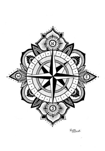 Compass Mural, Mandala Compass Tattoo, Mandala Compass, Kraken Tattoo, Drawing Board, Mandala Tattoo, Kraken, Compass Tattoo, Behance Net