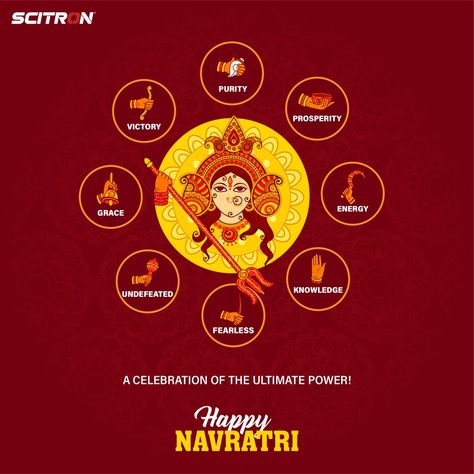 9 Devis Of Navratri, Navratri Wishing Post, Navratri Post Ideas, 9 Durga Maa, Navratri Graphics, Durga Symbol, Happy Navratri Creative Post, Happy Navratri Creative Ads, Rangoli Cartoon