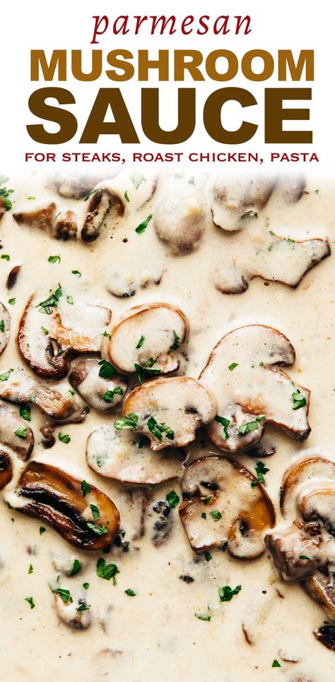 Parmesan Mushrooms, Mushrooms Sauce, Grilled Chicken Parmesan, Mushroom Sauce Recipe, Creamy Mushroom Sauce, Leftover Rice, Creamy Parmesan, Steak Sauce, Homemade Cheese