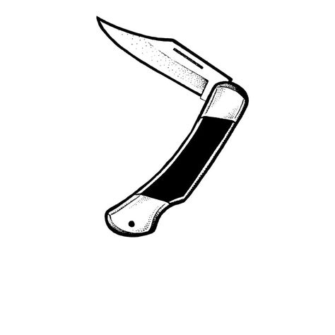 Trade Tattoo Ideas, Western Knife Tattoo, Swiss Knife Tattoo, Pocket Knife Tattoo Ideas, Pocket Knife Drawing, Switchblade Drawing, Pocket Knife Tattoo, Biro Sketches, Traditional Tattoo Stencils