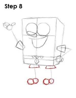 Draw SpongeBob SquarePants Step 8 Croquis, Spongebob Squarepants Drawing, How To Draw Spongebob, Draw Spongebob, Rick And Morty Drawing, Disney Character Drawings, Spongebob Drawings, Funny Sketches, Alice In Wonderland Drawings