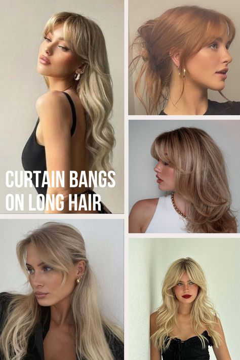 Magestic Trendy Free Hairstyle Ideas|hairstyles for thick hair|hairstyle trends Elongated Curtain Bangs, Long Haircut With Short Layers, Hair Cuts Long Hair Layers Bangs, Elegant Bangs Hairstyle, Thick Haircut Ideas, Long Hair Short Bangs Hairstyle, Summer Bangs Hair, Trending 2024 Haircuts, Greasy Bangs Hairstyles