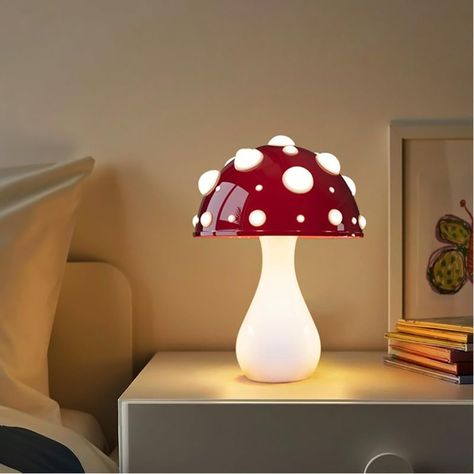 MAOYONG Mushroom LED Table Lamp, Elegant and Modern, Ideal as a Bedside Lamp or Desk Lamp - Suitable for Any Bedroom Table Lamps Uk, Mushroom Lamps, Cottagecore Room Decor, Mushroom Table Lamp, Mushroom Table, Table Lamps Living Room, Red Mushroom, Modern Bedside, Bedside Lighting