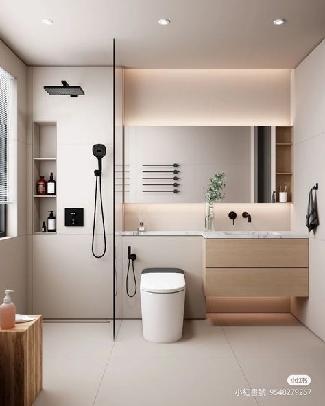 Makeover Kamar Mandi, Bathroom Layout Ideas, Toilet And Bathroom Design, Small Bathroom Layout, Small Bathroom Interior, Bilik Air, Bathroom Layouts, Washroom Design, Bathroom Redesign