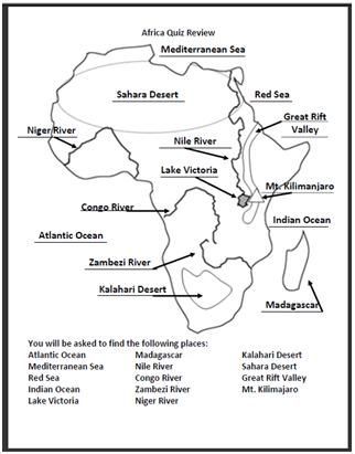 Africa Geography, 7th Grade Social Studies, Map Quiz, Ap Human Geography, Geography Worksheets, Geography Quiz, Geography For Kids, Geography Activities, Map Of Africa