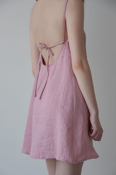 Open back ash pink linen dress, Linen slip dress, Summer mini dress for women, Sleeveless strappy dress, Low back strap dress, Sundress Dress Low Back, Pink Linen Dress, Low Back Dress, Sundress Summer, Summer Mini Dress, Low Back Dresses, Strappy Dress, Dress Linen, Pink Linen