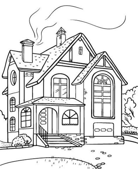 House Coloring Pages, Shape Coloring Pages, House Colouring Pages, Rainbow Canvas, Free Adult Coloring Pages, Cartoon Sketches, House Drawing, Cute Coloring Pages, Free Printable Coloring