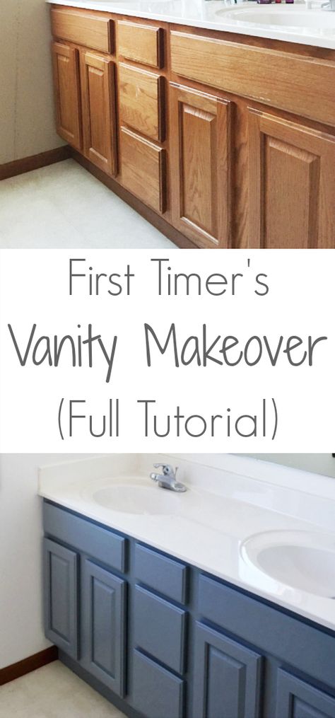 Painting A Vanity, Painted Vanity Bathroom, Vanity Makeover, Diy Bathroom Makeover, Bathroom Vanity Makeover, Bathroom Redo, Bath Room, Painting Kitchen Cabinets, Kids' Bathroom