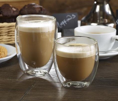 Double walled coffee glasses keep hot drinks hotter AND cold drinks colder for longer! Clever stuff! Clear Glass Coffee Mugs, Coffee Glasses, Double Wall Glass, Glass Tea Cups, Glass Coffee Cups, Tea Tasting, Fruit Tea, Heat Resistant Glass, Glass Coffee Mugs