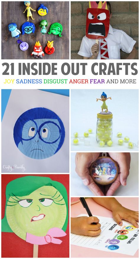 21 Inside Out Crafts & Activities Inside Out Crafts, Jan Stevens, Identifying Feelings, Inside Out Emotions, Disney Activities, Movie Inside Out, Movie Crafts, Emotions Activities, Therapeutic Activities