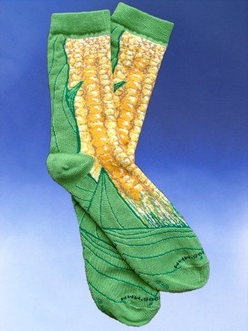 Corn Sock! Too funny! Sock Inspiration, Ugly Socks, Wacky Socks, Riding Socks, Awesome Socks, Ear Of Corn, Silly Socks, Heart Socks, Unique Socks