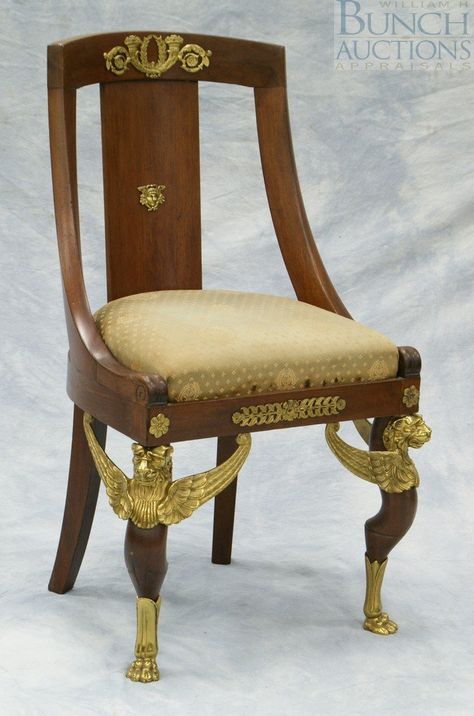 Mahogany French Empire Side Chair Egyptian Furniture, Gilded Furniture, Empire Design, Empire Furniture, Artisan Furniture, Love Chair, Vintage Chair, Period Furniture, French Empire