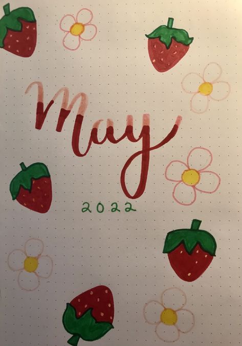 May Scrapbook Page, May Bullet Journal Cover Page Ideas, May Journal Cover Page, May Title Page Bullet Journal, May Bullet Journal Cover Easy, May Title Page, May Journal Ideas Cover, June Bullet Journal Cover Easy, May Journal Page