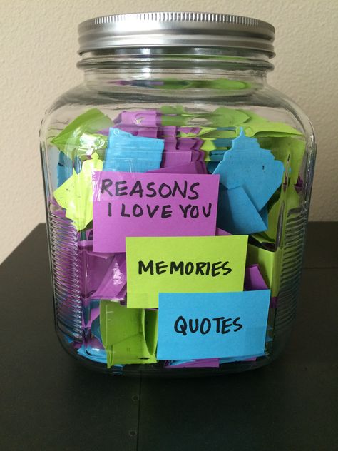 Reasons I love you, memories, quotes jar for friends/family Message Jar Ideas, Wish Jar Ideas Messages, Note Jar Ideas Messages Best Friend, Jar For Girlfriend, Reasons I Love You Jar, Memory Gifts For Friends, I Love You Jar For Boyfriend, Cute Jar Ideas, Best Friend Jar Notes Ideas