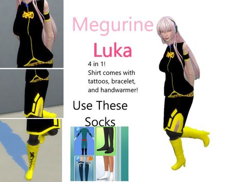 DL avalible! Los Sims 4, Luka Megurine, Cosplay Clothes, Sims 4 Anime, Megurine Luka, Los Sims, Sims 4 Cc Packs, Clothing Catalog, Mens Accessories Jewelry