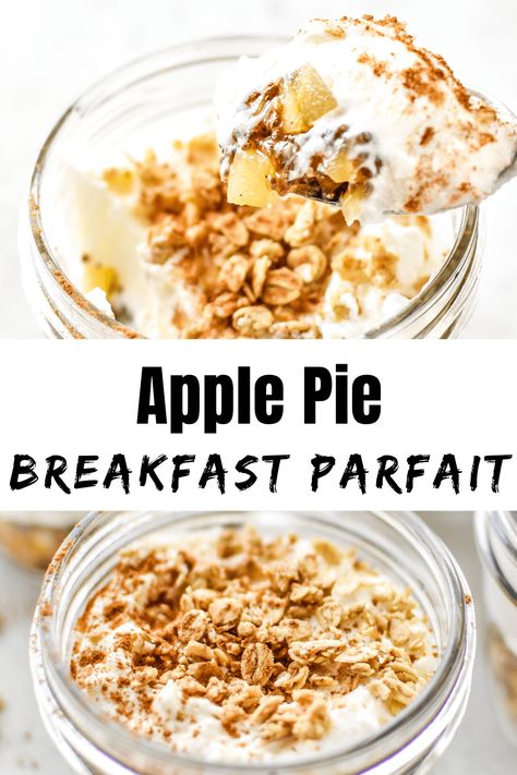 Parfait Recipes Healthy, Apple Pie Breakfast, Healthy Parfait Recipes, Breakfast Parfait Recipes, Mason Jar Meal Prep, Pie Breakfast, Recipes Healthy Breakfast, Portable Breakfast, Breakfast Parfait