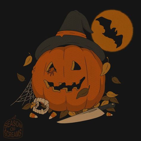 @seasonofscreams on Instagram: “Hope you all are having a spooky Friday night! I'll be browsing ebay for old Halloween decorations 🎃🦇 . . . #seasonofscreams #halloween…” Drawings For Halloween, Pumpkin Drawings, Halloween Art Drawing, Helloween Wallpaper, Vintage Halloween Art, Pumpkin Wallpaper, Halloween Wallpaper Backgrounds, Halloween Artwork, Halloween Wallpaper Iphone