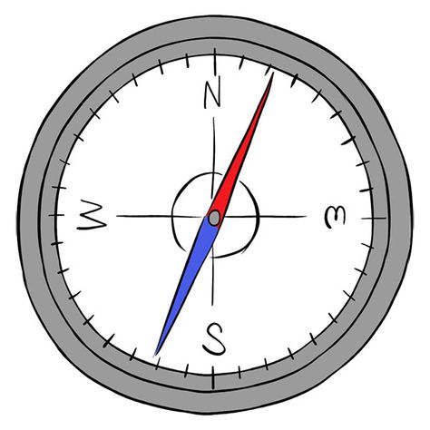 Cute Compass Drawing, Compass Doodle Simple, Draw Compass Easy, Drawings Of Compasses, Drawing Compass Tool, Compass Drawing, Magnetic Compass, Compass Needle, Cardinal Point