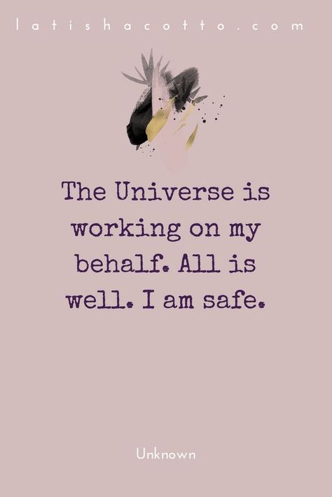 The universe is working on my behalf. All is well. I am safe. #affirmations #selfdevelopment I Am Safe, Yoga Inspiration Quotes, Now Quotes, Love Challenge, Law Of Attraction Affirmations, Meditation Quotes, Yoga Quotes, Positive Self Affirmations, Love Affirmations