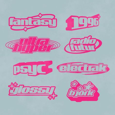 Jeremy Rieger on Instagram: “made this font inspired by 90s/y2k type over the past week & made some lil logos to show it in use . . . . . #typography #typedesign…” 90s Font Aesthetic, Personal Logos For Graphic Designers, 90s Logos Graphic Design, Y2k Font, 90s Font, Font Love, Y2k Logo, Alphabet Graffiti, Cool Font