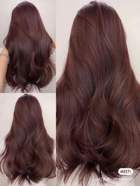 Pinkish Brown Hair, Cherry Brown Hair, Mahogany Brown Hair, Hair Color Mahogany, Mahogany Hair, Korean Hair Color, Hair Color Underneath, Red Hair Inspo, Ash Hair Color